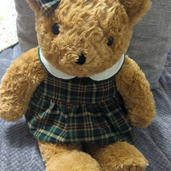 Vintage Plush Teddy Bear in Tartan Plaid Dress Stuffed Animals 26" Jcpenney's - Picture 3 of 5